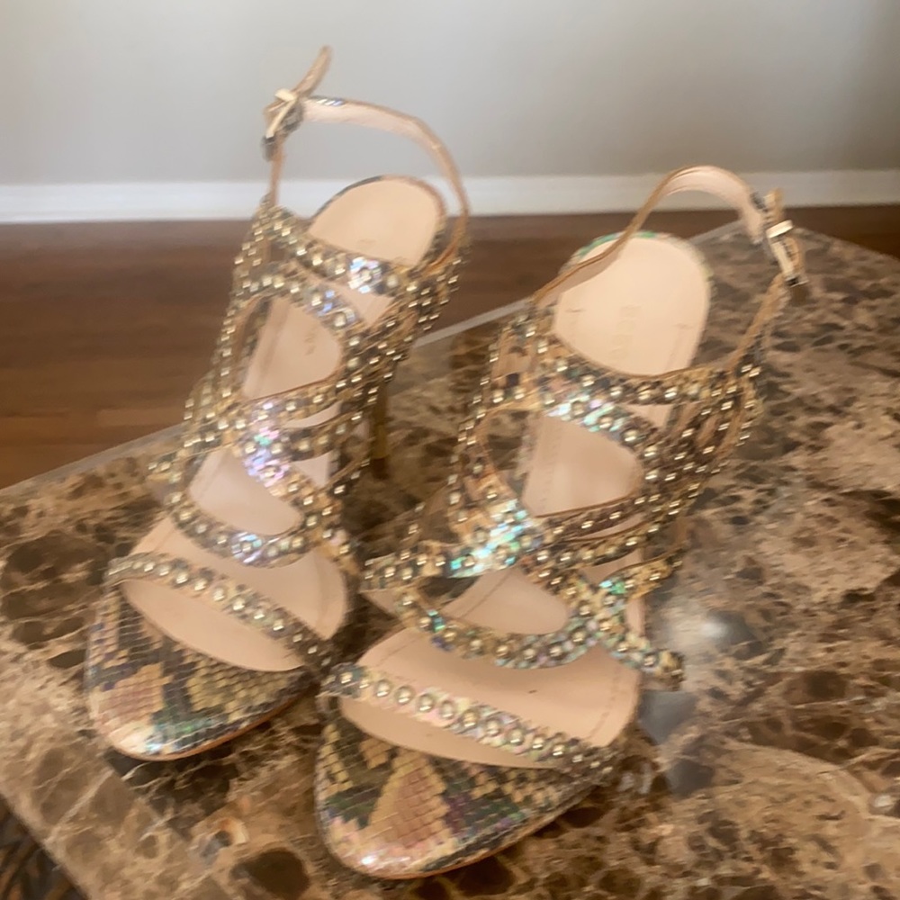 Sexy high heels sandals. Snake print